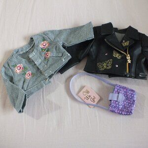 American Girl Doll Evette Denim Jacket + Makena Faux Leather Jacket